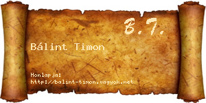 Bálint Timon névjegykártya